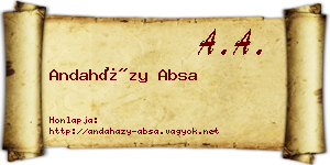 Andaházy Absa névjegykártya